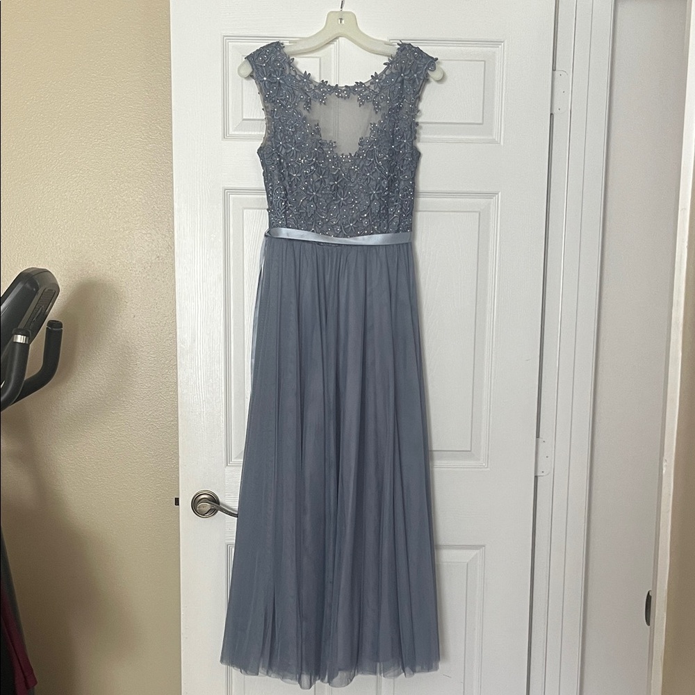 City Triangles Light Blue Mesh Dress